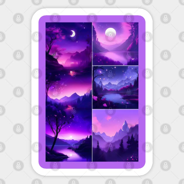 Fantasy purple landscape collage Sticker by Spaceboyishere